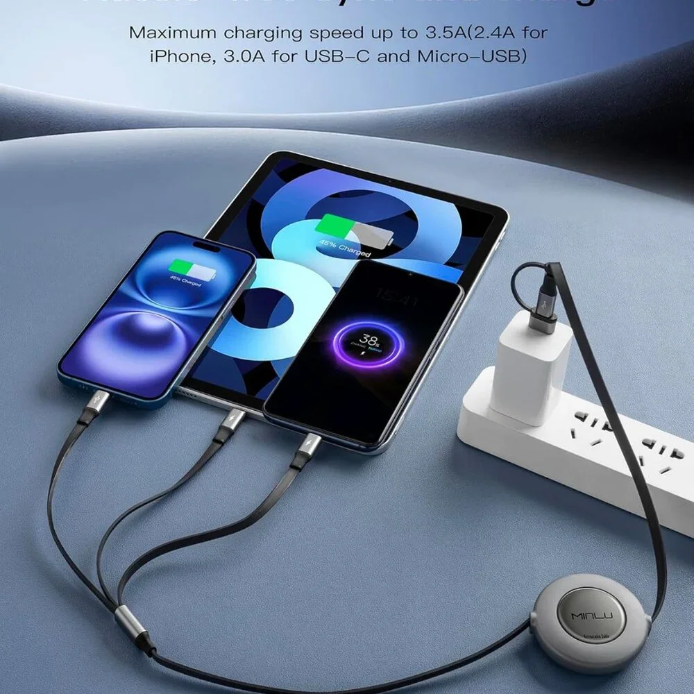 3 in 2 Multi Charging Cable,2Pack 4Ft